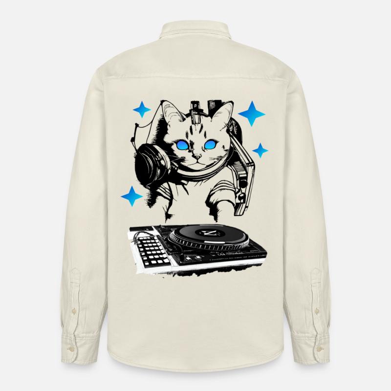 DJ Katze mit Mischpult - Relaxed Fit Unisex Organic Hemd von Stanley/Stella - Natur