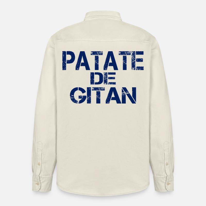 Patate GITAN bleu - Chemise unisexe coupe décontractée bio Stanley/Stella - écru doux