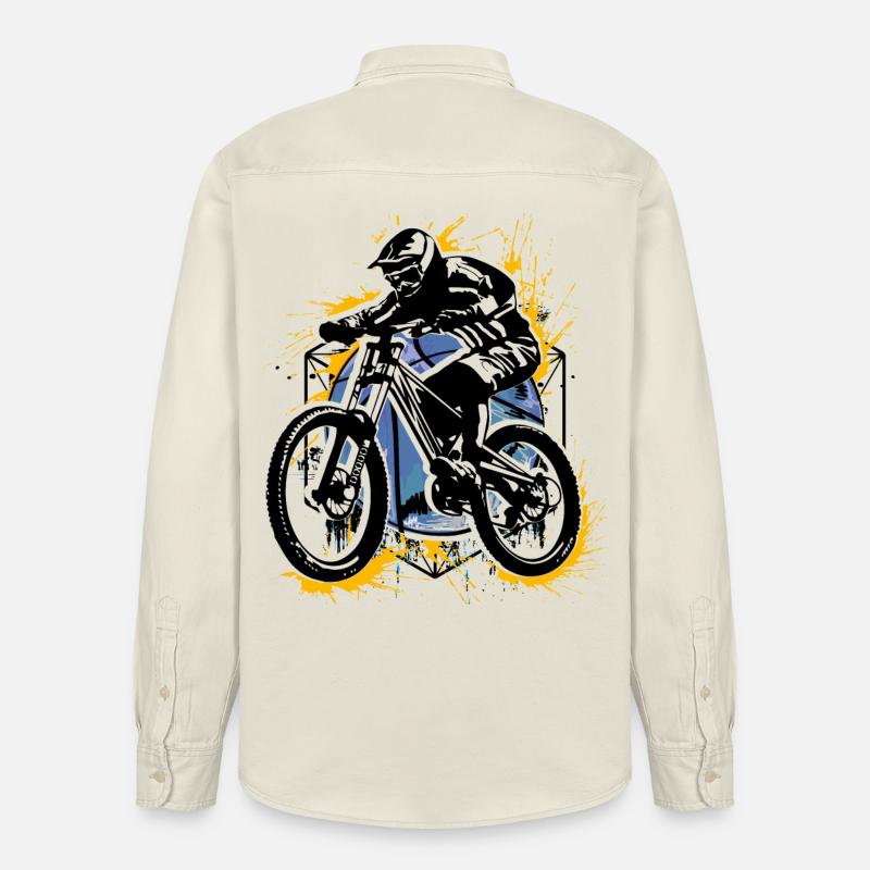 VTT VTT - VTT - Rétro Cycling - Chemise unisexe coupe décontractée bio Stanley/Stella - écru doux