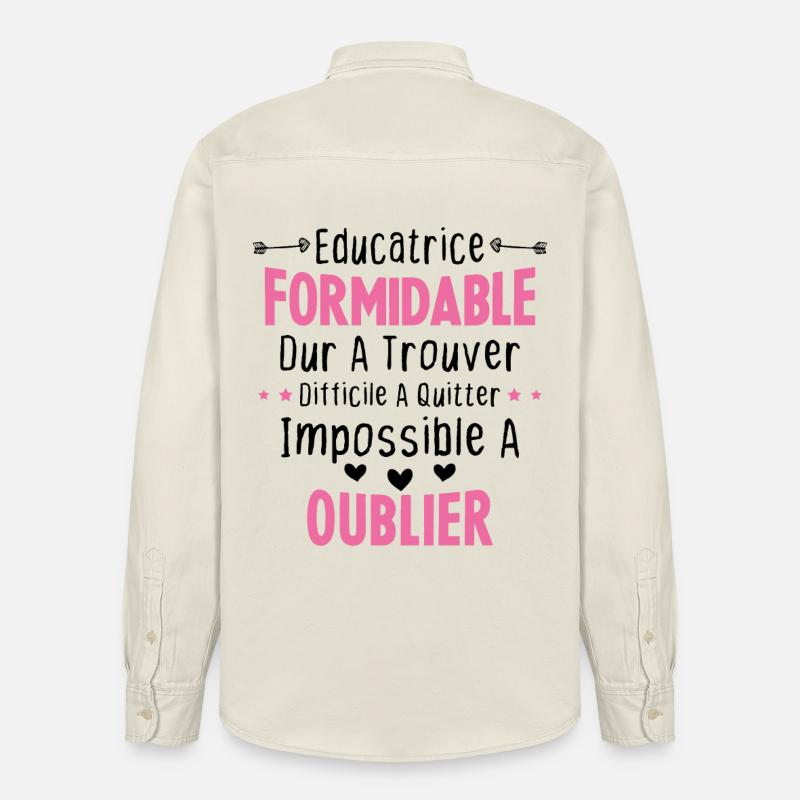 Éducatrice formidable cadeau Éducatrice d'école - Chemise unisexe coupe décontractée bio Stanley/Stella - écru doux