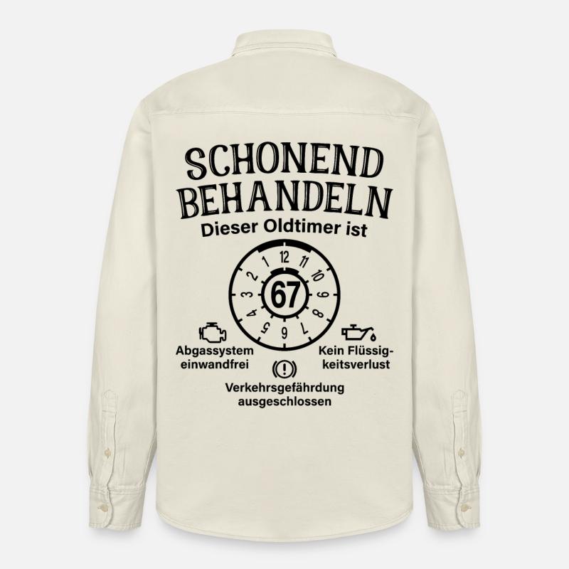 67. Geburtstag Schonend Behandeln Oldtimer Ist 67 - Relaxed Fit Unisex Organic Hemd von Stanley/Stella - Natur