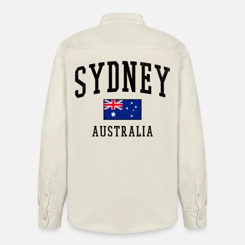 Sydney Australie Drapeau Conception des villes - Chemise unisexe coupe décontractée bio Stanley/Stella - écru doux