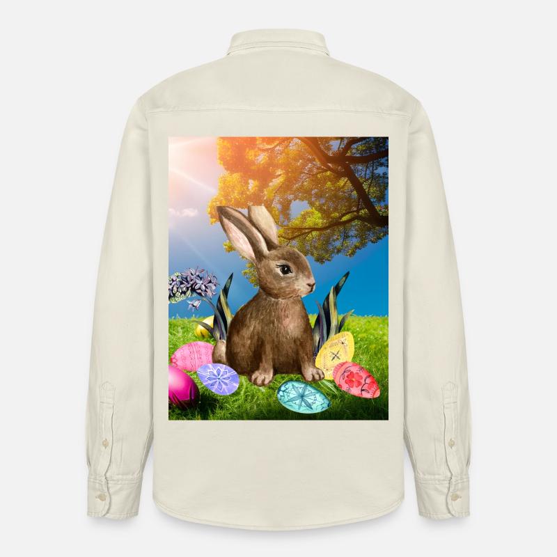 Spring Easter bunny with Easter eggs - Relaxed Fit Unisex Organic Shirt by Stanley/Stella - soft Ecru