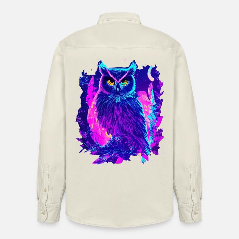 Neon leuchtende Eule Synthwave - Relaxed Fit Unisex Organic Hemd von Stanley/Stella - Natur
