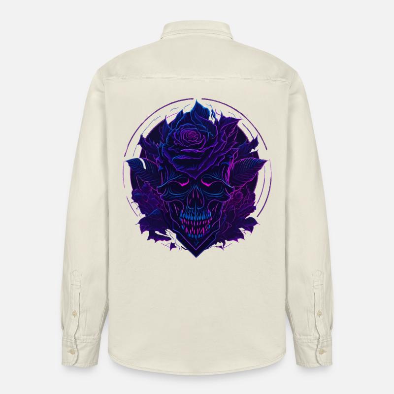 Neon Roses Skull EDM - Chemise unisexe coupe décontractée bio Stanley/Stella - écru doux
