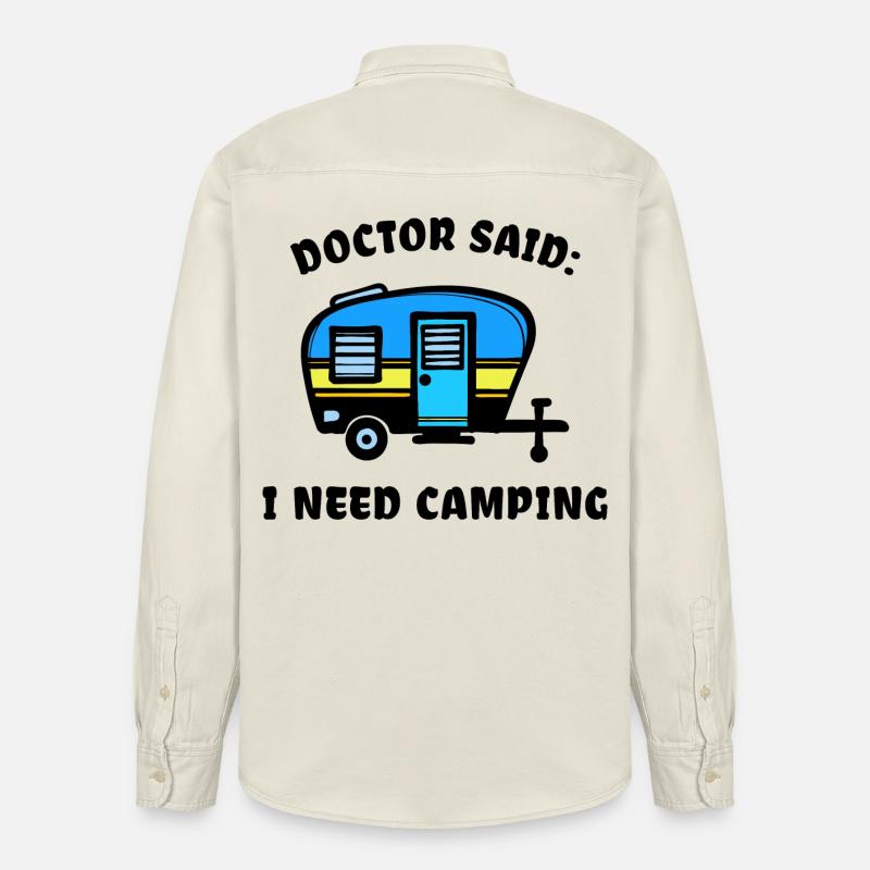 Camper Camping Wohnmobil Statement Wanderer - Relaxed Fit Unisex Organic Hemd von Stanley/Stella - Natur
