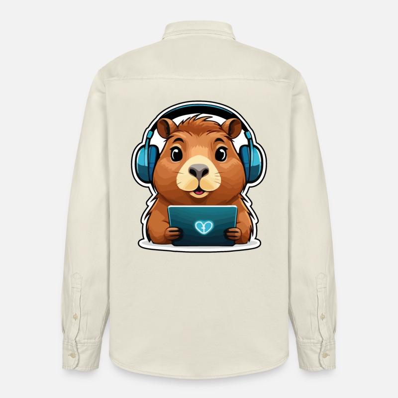 Capybara mit Computer - Relaxed Fit Unisex Organic Hemd von Stanley/Stella - Natur