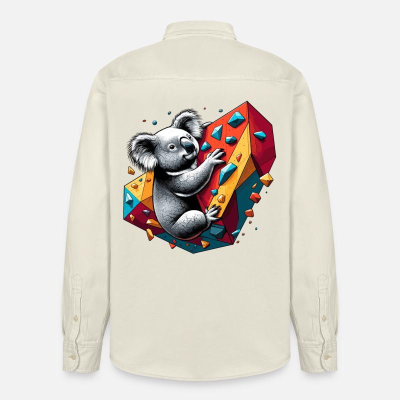 Bouldering Koala cadeau - Chemise unisexe coupe décontractée bio Stanley/Stella - écru doux