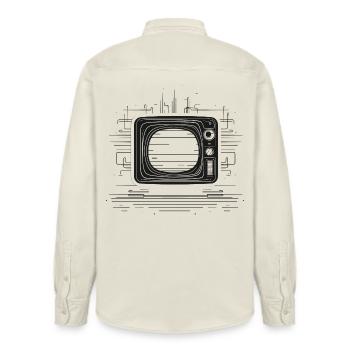 Dessin TV rétro - Chemise unisexe coupe décontractée bio Stanley/Stella - écru doux - Dos - AI Model Male 178 light (178cm)