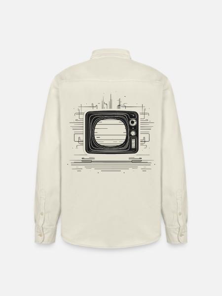 Retro TV Drawing - Relaxed Fit Unisex Organic Shirt by Stanley/Stella - soft Ecru