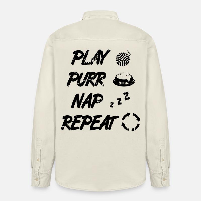 Routine du chat - Chemise unisexe coupe décontractée bio Stanley/Stella - écru doux