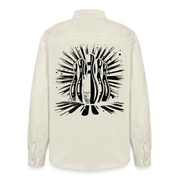 Bowling Sketch - Relaxed Fit Unisex Organic Shirt by Stanley/Stella - soft Ecru - Back - AI Model Male 178 light (178cm)