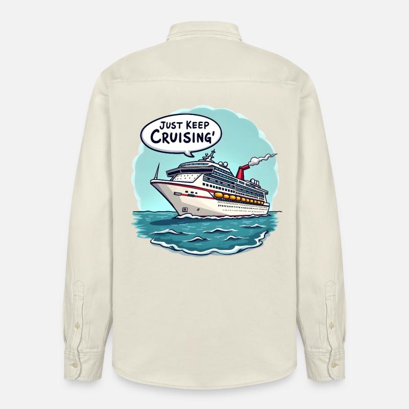 Continuez simplement à naviguer" - Chemise unisexe coupe décontractée bio Stanley/Stella - écru doux