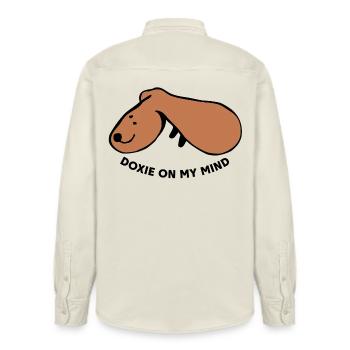 Casual Dog – Simply Relaxed - Relaxed Fit Unisex Organic Shirt by Stanley/Stella - soft Ecru - Back - AI Model Male 178 light (178cm)