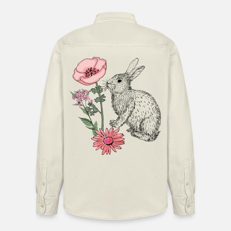 Lapin de Pâques Joyeuses Pâques - Chemise unisexe coupe décontractée bio Stanley/Stella - écru doux