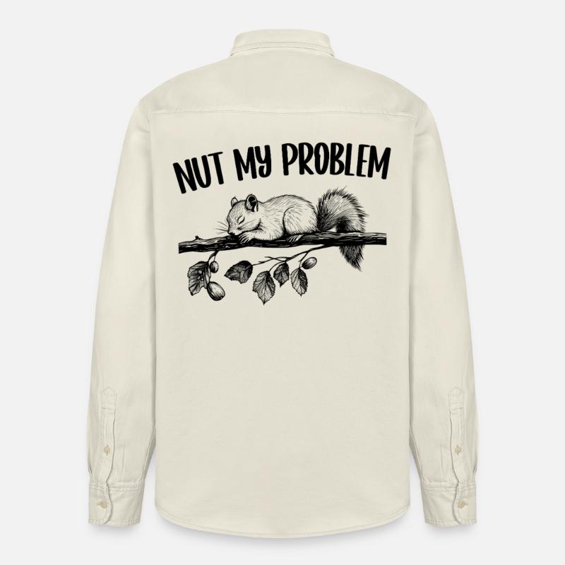 Nut My Problem Squirrel Cute Gift - Relaxed Fit Unisex Organic Shirt by Stanley/Stella - soft Ecru