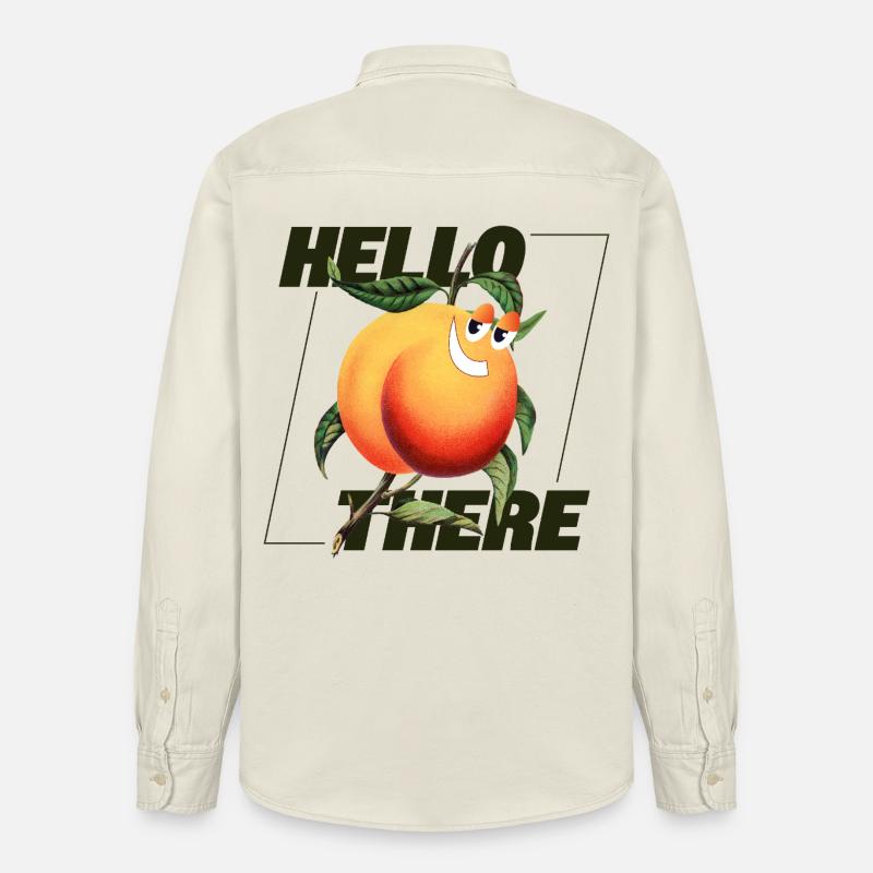 Peach Retro – Déclaration Hello There - Chemise unisexe coupe décontractée bio Stanley/Stella - écru doux