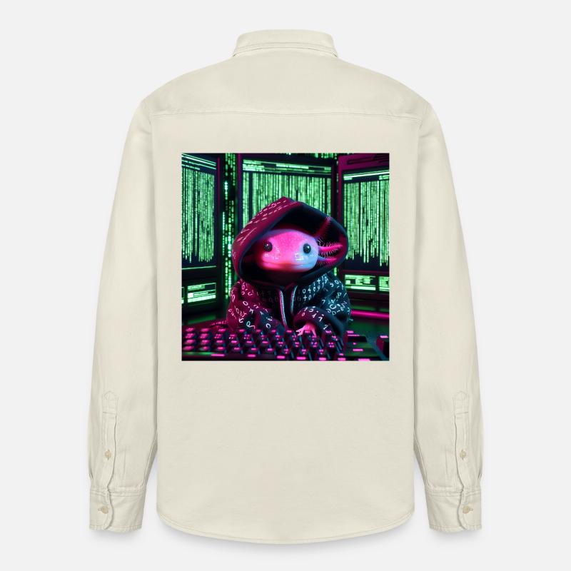 Cyber-Axolotl im digitalen Code-Look - Relaxed Fit Unisex Organic Hemd von Stanley/Stella - Natur