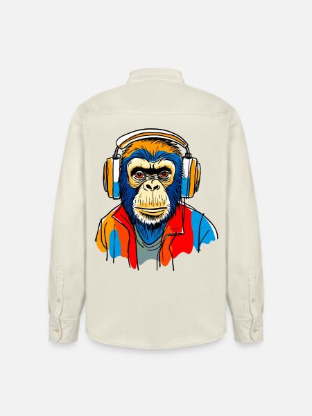 Singe avec casque - Chemise unisexe coupe décontractée bio Stanley/Stella - écru doux