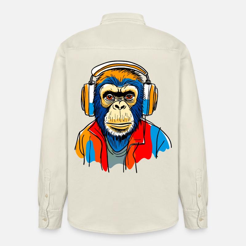 Singe avec casque - Chemise unisexe coupe décontractée bio Stanley/Stella - écru doux