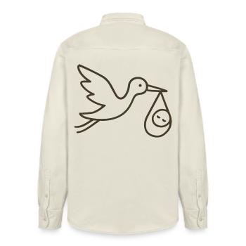 Cigogne avec bébé enfant - Arrivée minimale de bébé - Chemise unisexe coupe décontractée bio Stanley/Stella - écru doux - Dos - AI Model Male 178 light (178cm)