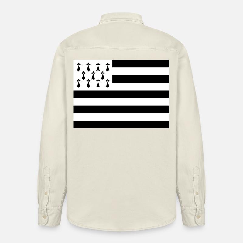 Gwenn ha Du | Drapeau de la Bretagne - Chemise unisexe coupe décontractée bio Stanley/Stella - écru doux