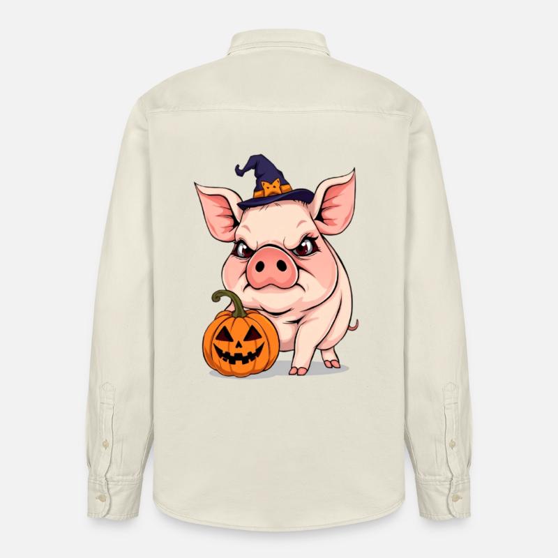 Cochon d'Halloween rapide avec citrouille - Chemise unisexe coupe décontractée bio Stanley/Stella - écru doux