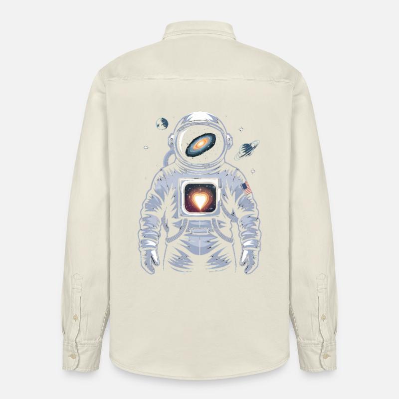 Conception d’astronaute de cœur de l’espace - Chemise unisexe coupe décontractée bio Stanley/Stella - écru doux
