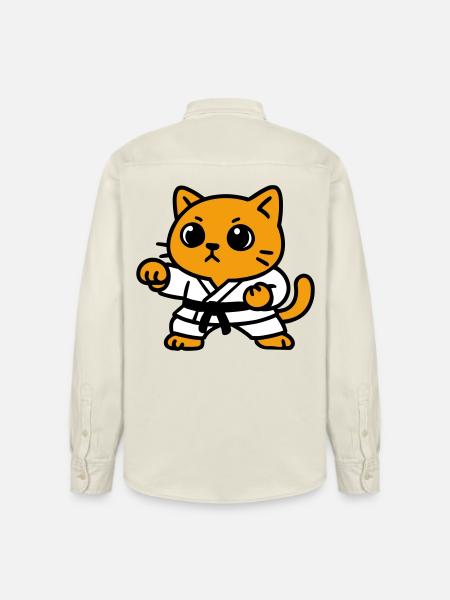 Cat fighter in karate suit - Relaxed Fit Unisex Organic Shirt by Stanley/Stella - soft Ecru