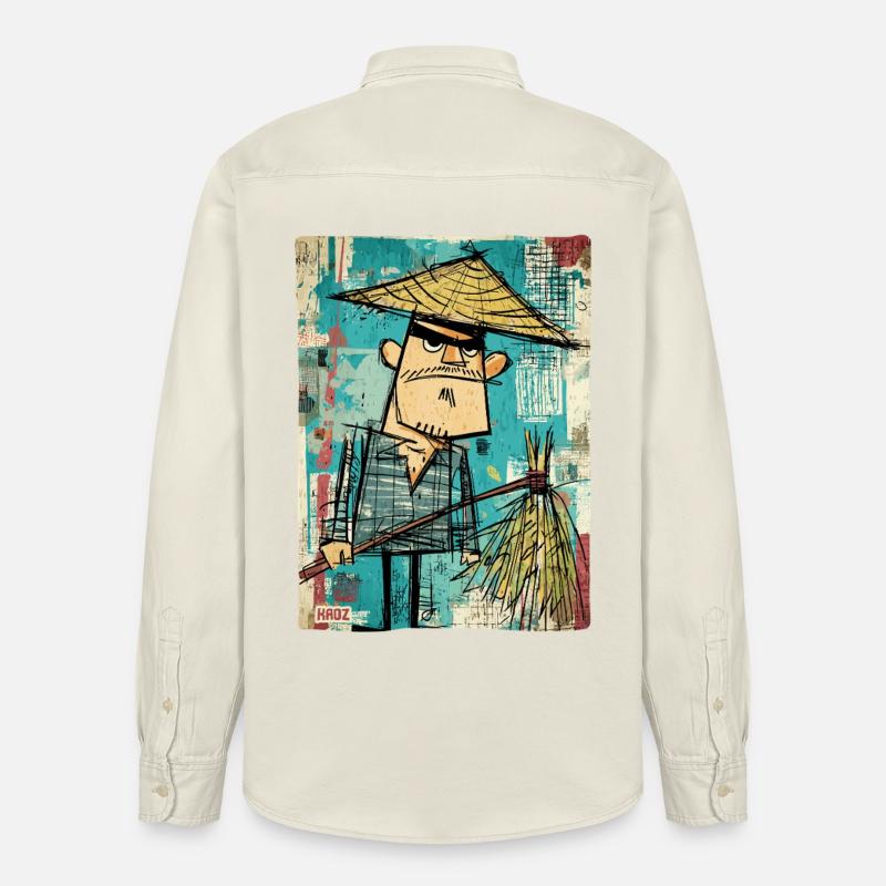 Graffiti Samurai mit Besen - Relaxed Fit Unisex Organic Hemd von Stanley/Stella - Natur