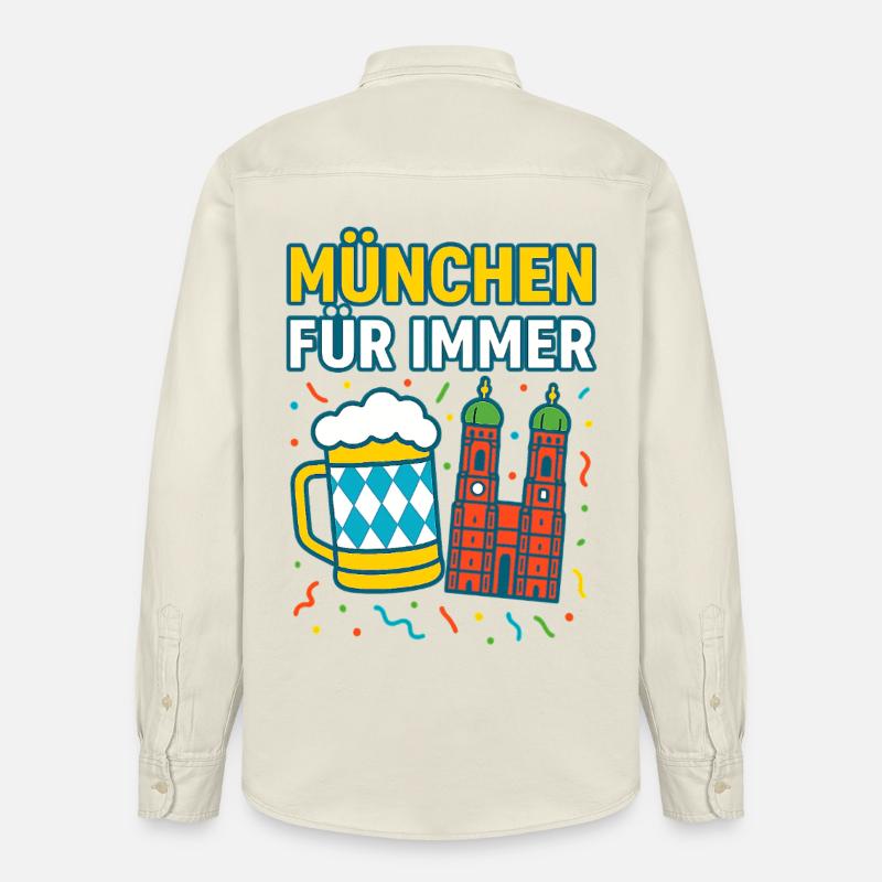 Munich Forever Beer et Skyline - Chemise unisexe coupe décontractée bio Stanley/Stella - écru doux