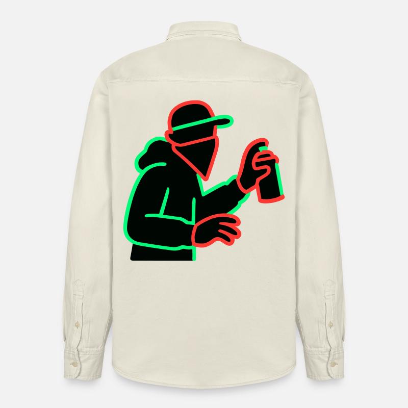 Neon Graffiti Sprayer Silhouette - Relaxed Fit Unisex Organic Hemd von Stanley/Stella - Natur