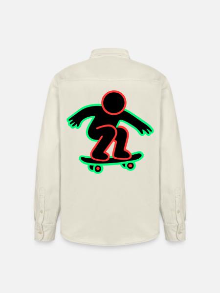 Neon Skateboarder Line Art - Relaxed Fit Unisex Organic Shirt by Stanley/Stella - soft Ecru