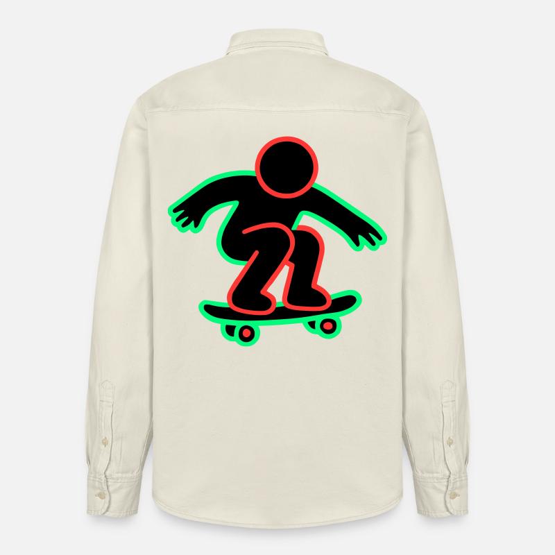 Neon Skateboarder Linienkunst - Relaxed Fit Unisex Organic Hemd von Stanley/Stella - Natur