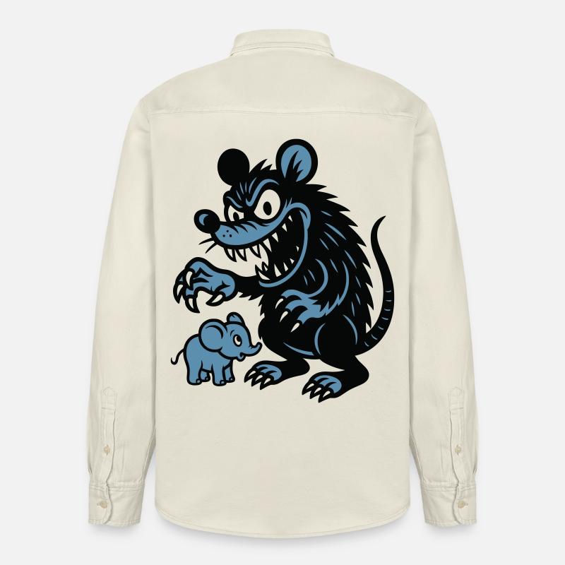 Rat géant et petit éléphant - Chemise unisexe coupe décontractée bio Stanley/Stella - écru doux