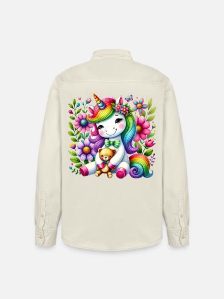 Regenbogen Einhorn Blumentraum - Relaxed Fit Unisex Organic Hemd von Stanley/Stella - Natur