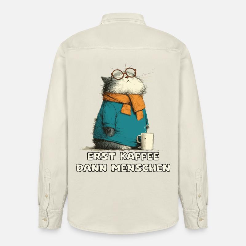 Erst Kaffee Dann Menschen Katze - Relaxed Fit Unisex Organic Hemd von Stanley/Stella - Natur