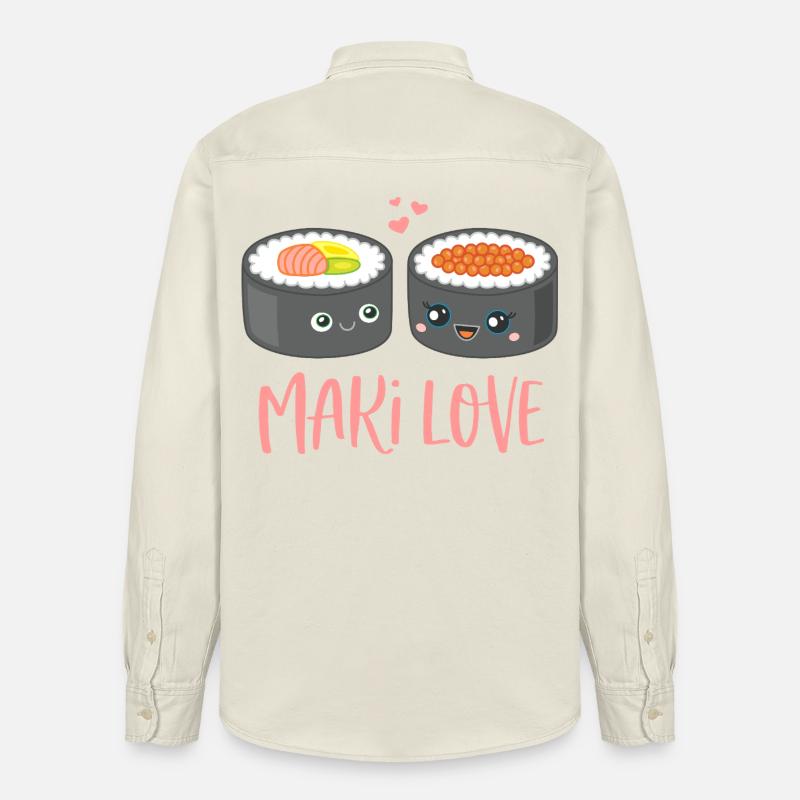 Maki Love Sushi Comic - Chemise unisexe coupe décontractée bio Stanley/Stella - écru doux