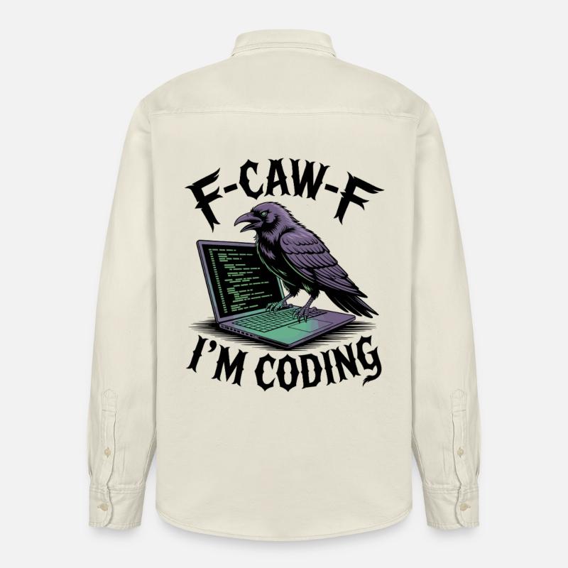 RabenCoder: Code Raven on the laptop - Relaxed Fit Unisex Organic Shirt by Stanley/Stella - soft Ecru