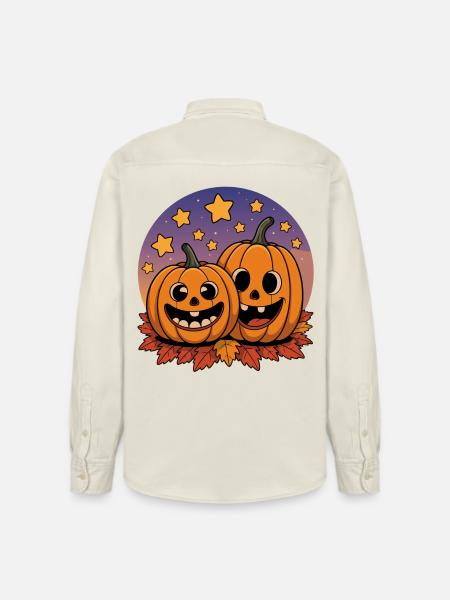 Laughing Halloween pumpkins - Relaxed Fit Unisex Organic Shirt by Stanley/Stella - soft Ecru