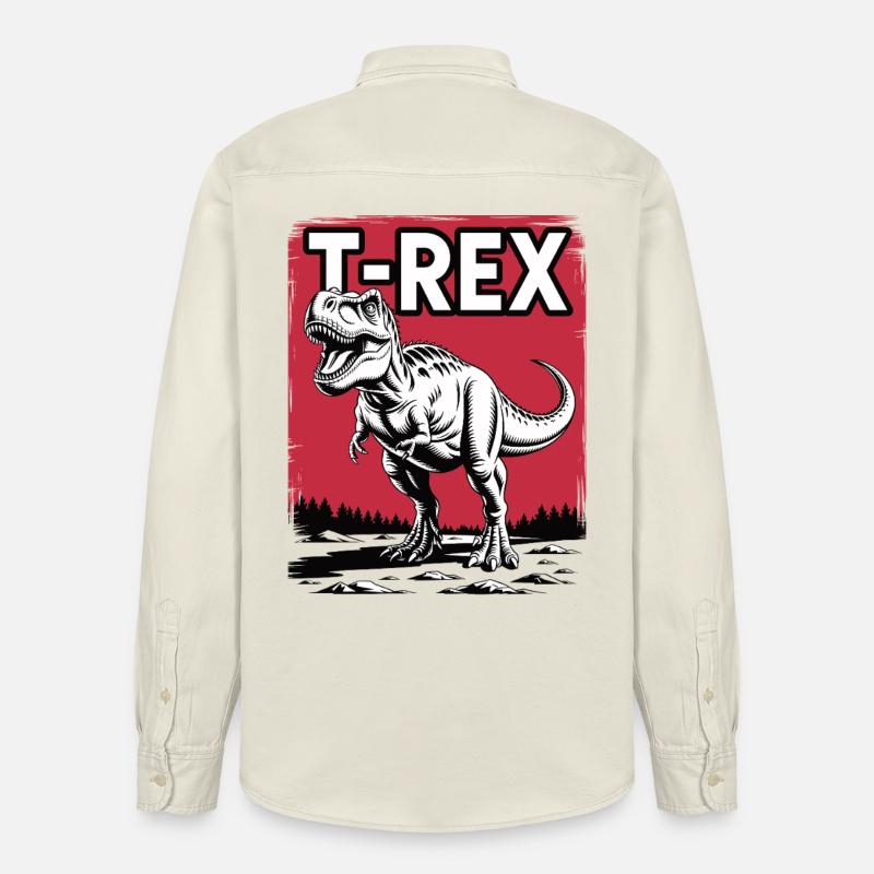T-Rex Graphique Paysage Rouge - Chemise unisexe coupe décontractée bio Stanley/Stella - écru doux