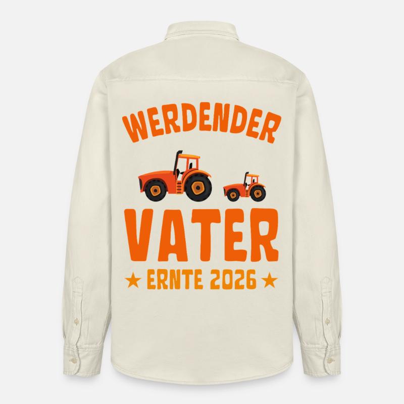 Werdender VATER Ernte 2026 Traktor - Relaxed Fit Unisex Organic Hemd von Stanley/Stella - Natur