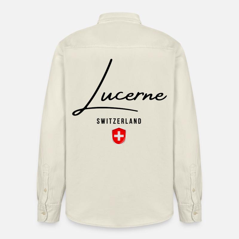 Design élégant Lucerne, Lucerne souvenir - Chemise unisexe coupe décontractée bio Stanley/Stella - écru doux