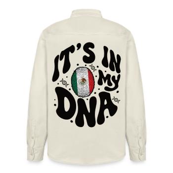 Mexican DNA Mexico Flag Hispanic - Relaxed Fit Unisex Organic Shirt by Stanley/Stella - soft Ecru - Back - AI Model Male 178 light (178cm)