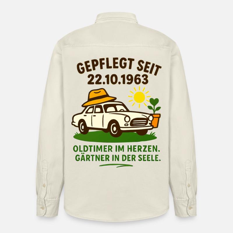 Oldtimer Herzgarten Spruch - Relaxed Fit Unisex Organic Hemd von Stanley/Stella - Natur
