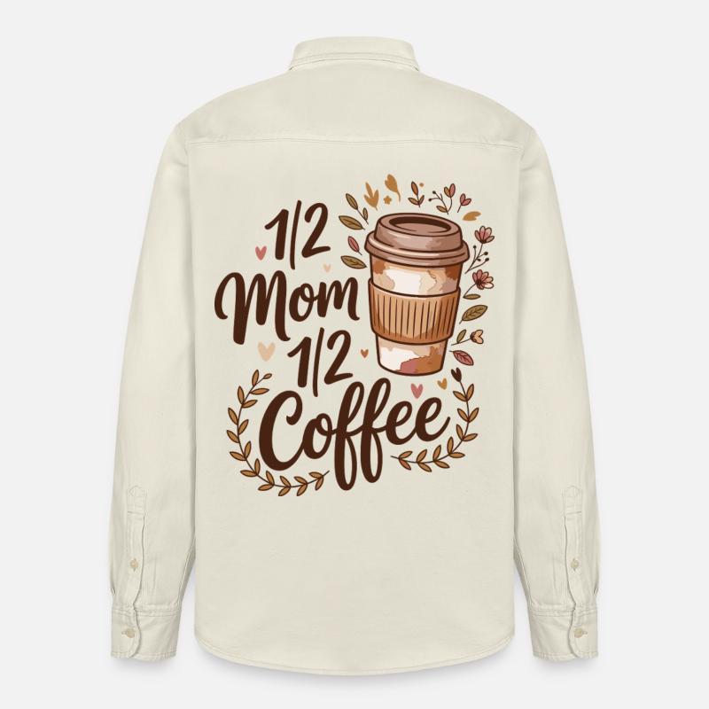 Mutter Koffein Halb Mama Halb Kaffee - Relaxed Fit Unisex Organic Hemd von Stanley/Stella - Natur