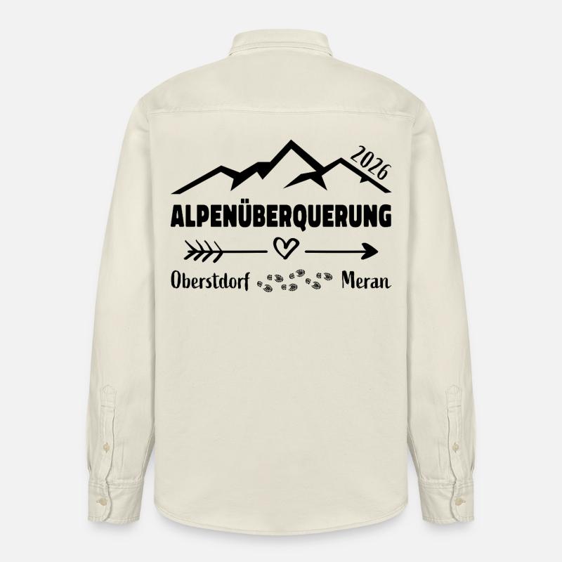 Alpenüberquerung E5 2026 Oberstdorf Meran - Relaxed Fit Unisex Organic Hemd von Stanley/Stella - Natur
