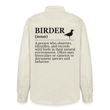 Birder Definition - Birdwatchers - Relaxed Fit Unisex Organic Shirt by Stanley/Stella - soft Ecru - Back - AI Model Male 178 light (178cm)