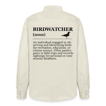 Birdwatcher Definition - Birdwatching - Relaxed Fit Unisex Organic Shirt by Stanley/Stella - soft Ecru - Back - AI Model Male 178 light (178cm)