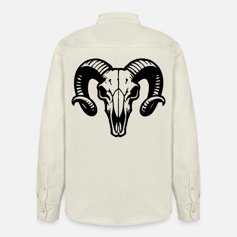 Widderkopf Schädel mit Hörnern - Rammbock - Relaxed Fit Unisex Organic Hemd von Stanley/Stella - Natur